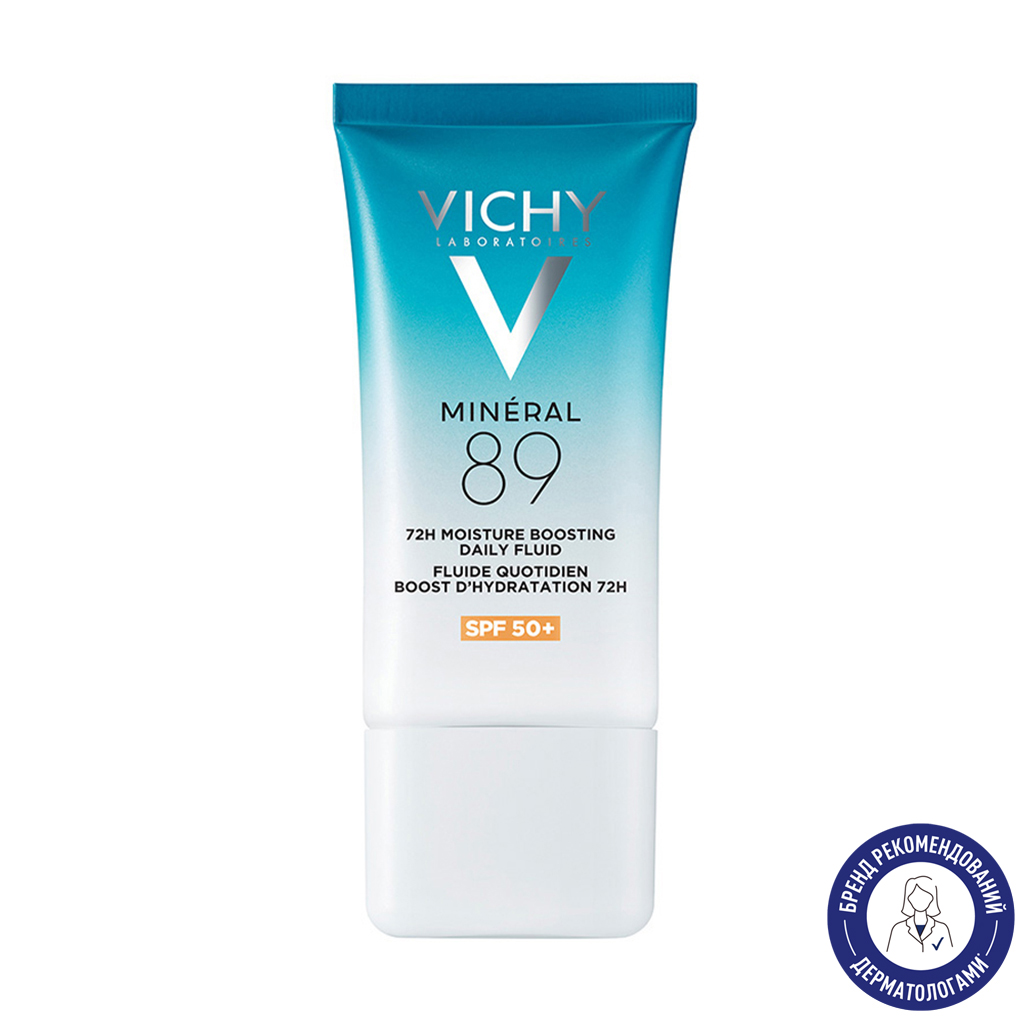 Щоденний зволожувальний сонцезахисний флюїд для шкіри обличчя Vichy Mineral 89 72H Moisture Boosting Daily Fluid SPF 50+, 50 мл